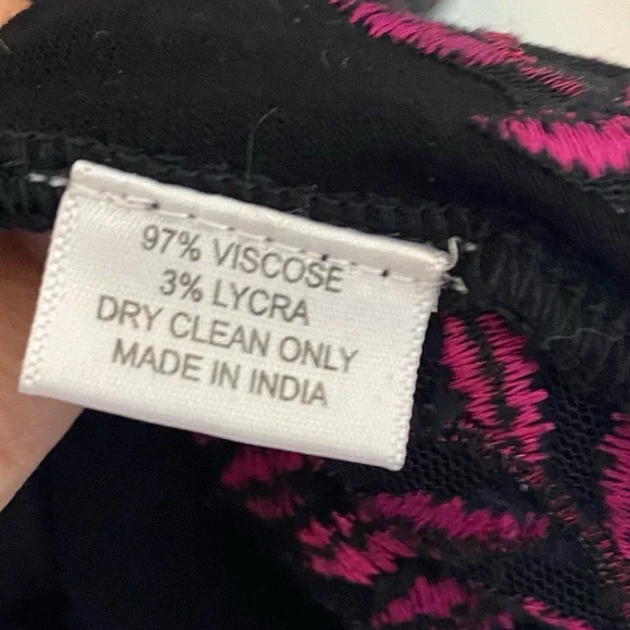 Bellsleeve Black Dress with Pink Floral Accents - Picture 5 of 5